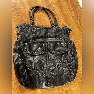 Large Black Leather Tote Bag